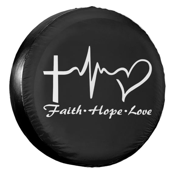 KAKALAD Faith hope love heart Spare Tire Cover Universal Vehicle Accessories Buckle Car Tools 16”in