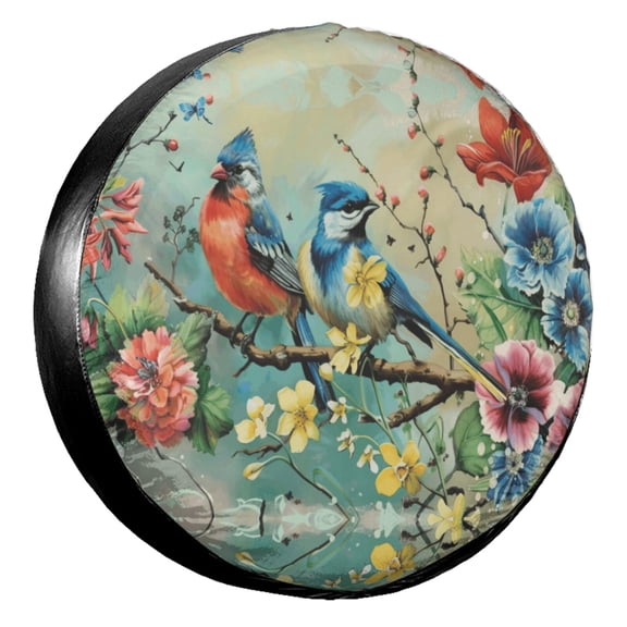 KAKALAD Feathered Friends Spring 01 Tire Cover Universal Durable Waterproof Car Vehicle Tools Accessories Buckle 14” inch