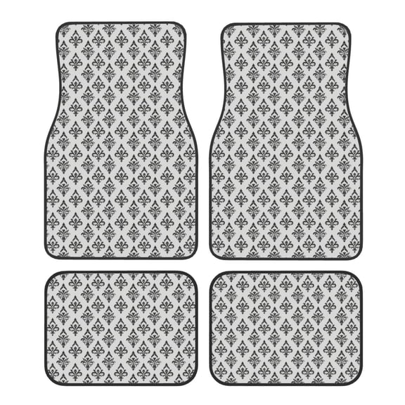 KAKALAD Fleur De Lis Vintage European Iris 02 Car Floor Mats 4PC Set Carpet Protection, Universal Fit for Car SUV VA & Truck, Vehicle Front & Rear