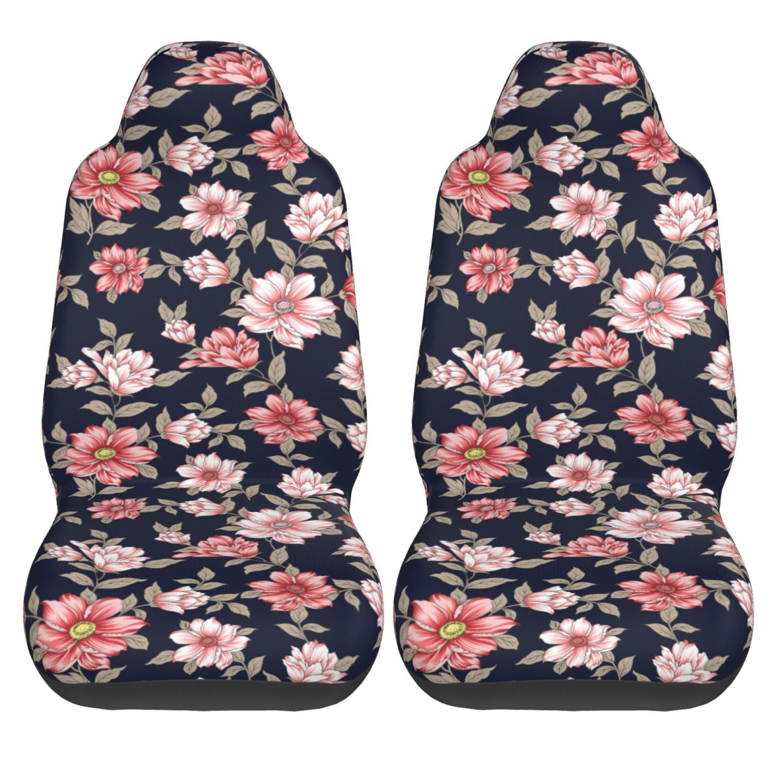 KAKALAD Floral rose print Car Seat Covers Set Vehicle Front Seats