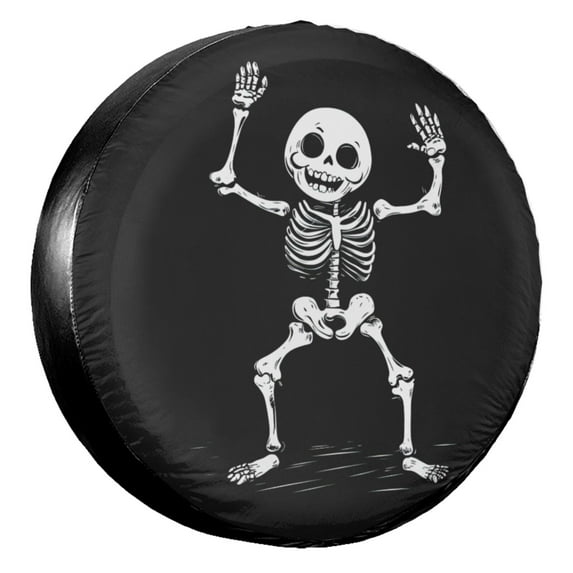 KAKALAD Funny Cartoon Skeleton Spare Tire Cover Universal Vehicle Accessories Buckle Car Tools 14”in