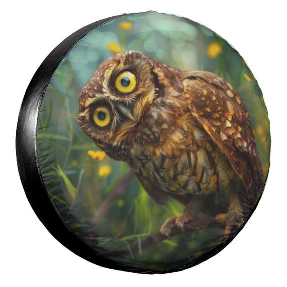 KAKALAD Funny Owl 01 Spare Tire Cover Universal Car Vehicle Tools For Rv SUV Truck Camper Travel Trailer Accessories Buckle 15” Inch