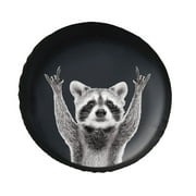 KAKALAD Funny Raccoon 1 Spare Tire Cover PVC Leather Wheel Protectors Weatherproof Universal Dust-Proof for Trailer Rv SUV Truck Camper Travel Trailer Accessories 16 Inch