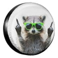 thumbnail image 1 of KAKALAD Funny Raccoon Green Sunglasses 01-1 Spare Tire Cover Universal Vehicle Accessories Buckle Car Tools 15”in, 1 of 6