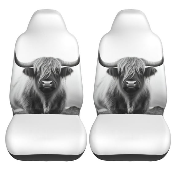 KAKALAD Funny Scottish Highland Cow 03 Car Seat Covers Set Vehicle Front Seats Protector 2 Pcs
