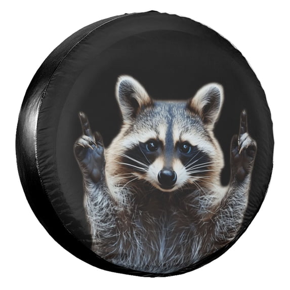 KAKALAD Funny raccoon 1 Spare Tire Cover Universal Vehicle Accessories Buckle Car Tools 14”in
