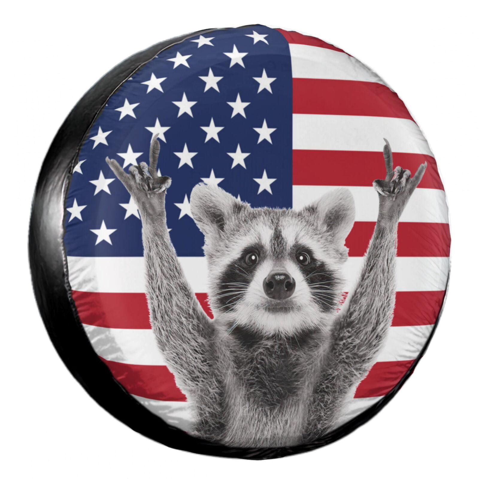KAKALAD Funny raccoon original american flag Spare Tire Cover Weatherproof  Universal Vehicle Accessories 14 Inch