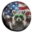 thumbnail image 1 of KAKALAD Funny raccoon original american flag Spare Tire Cover Universal Vehicle Accessories Buckle Car Tools 14”in, 1 of 6