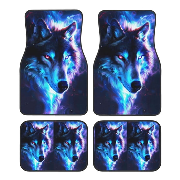 KAKALAD Galaxy Wolf 06 Car Floor Mats 4PC Set Carpet Protection, Universal Fit for Car SUV VA & Truck, Vehicle Front & Rear