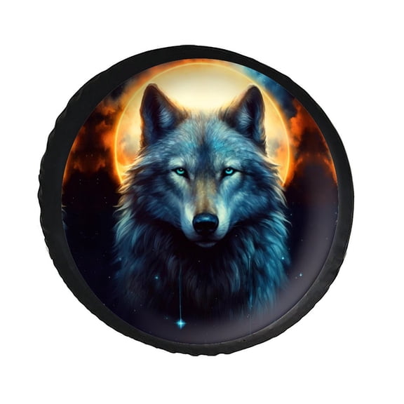 KAKALAD Galaxy Wolf Moon 01 Spare Tire Cover PVC Leather Universal Vehicle Accessories Buckle Car Tools 14”in