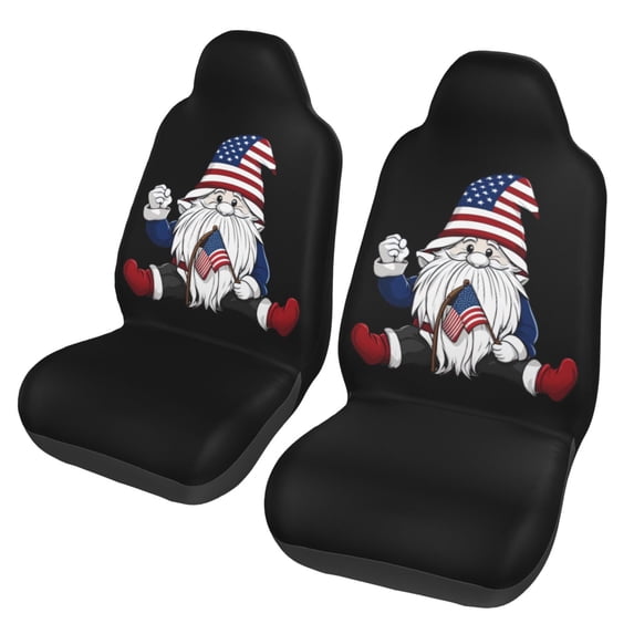 KAKALAD Gnome American Flag Car Accessories Seat Covers Set Vehicle Seat Covers Universal Front Seats Protector 2 Pcs