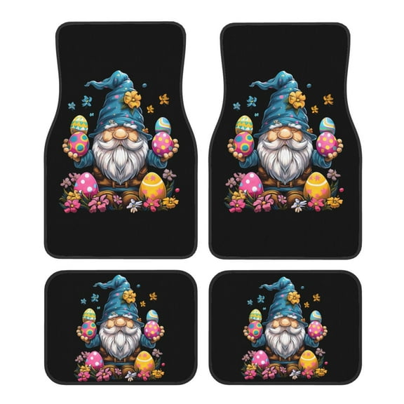 KAKALAD Gnome Easter Car Floor Mats 4PC Set Carpet Protection, Universal Fit for Car SUV VA & Truck, Vehicle Front & Rear