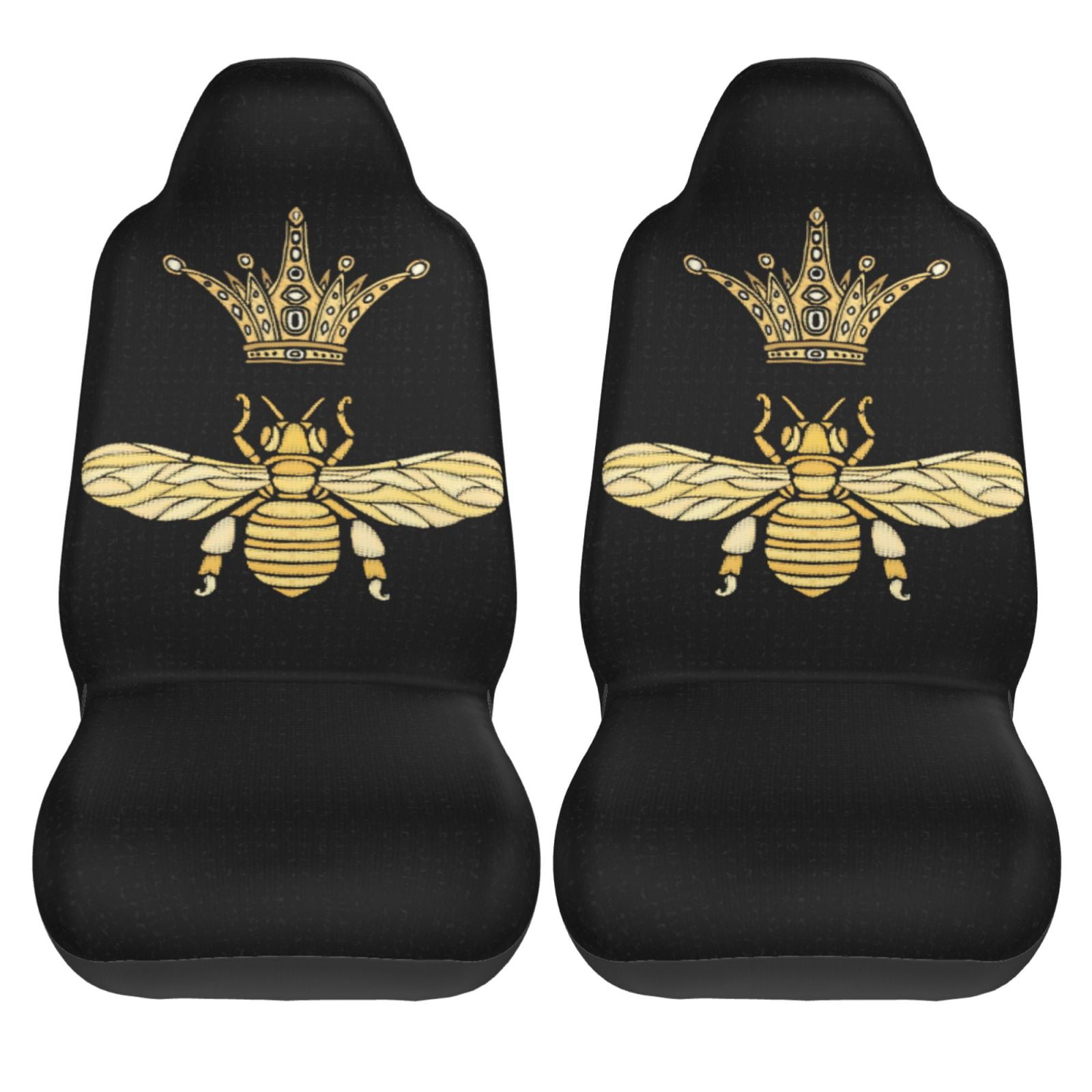 KAKALAD Golden Embroidery Patch Bee Crown Bee Car Seat Covers Set