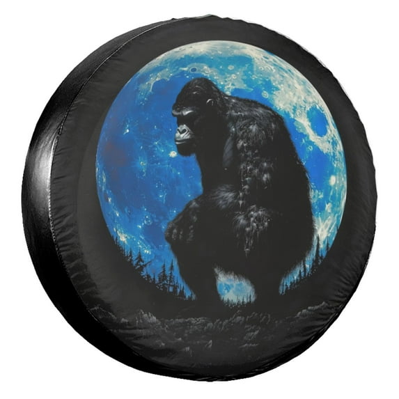 KAKALAD Gorilla Blue Moon 01 Spare Tire Cover Universal Car Vehicle Tools For Rv SUV Truck Camper Travel Trailer Accessories Buckle 15” Inch