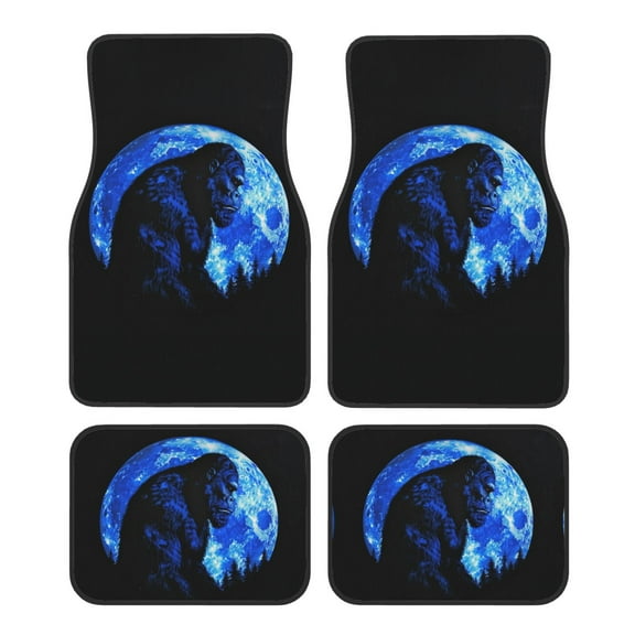 KAKALAD Gorilla Blue Moon Car Floor Mats 4PC Set Carpet Protection, Universal Fit for Car SUV VA & Truck, Vehicle Front & Rear