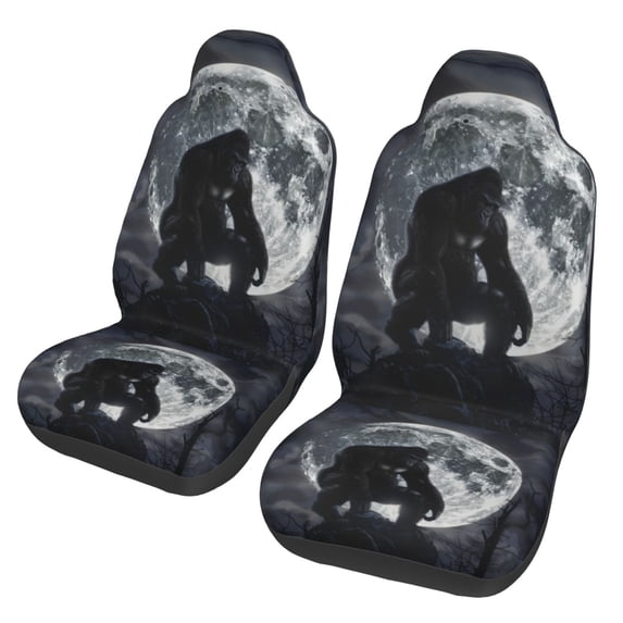 KAKALAD Gorilla Sasquatch Full Moon 01 Car Accessories Seat Covers Set Vehicle Seat Covers Universal Front Seats Protector 2 Pcs