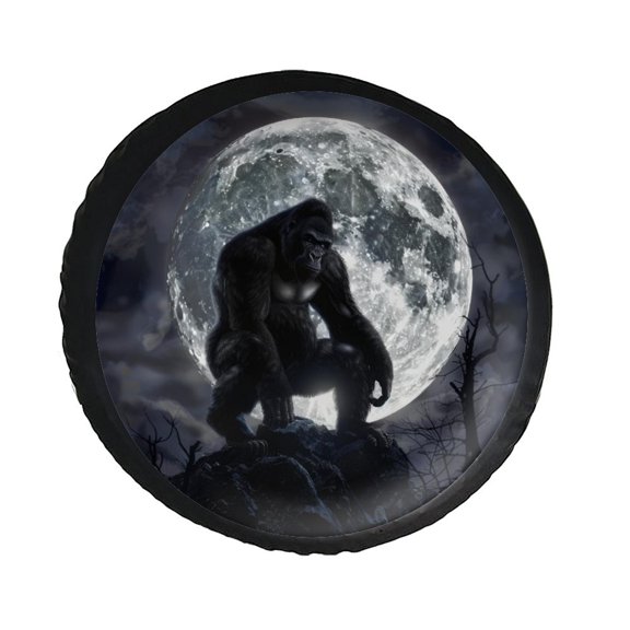 KAKALAD Gorilla Sasquatch Full Moon 01 Spare Tire Cover PVC Leather Universal Vehicle Accessories Buckle Car Tools 14”in
