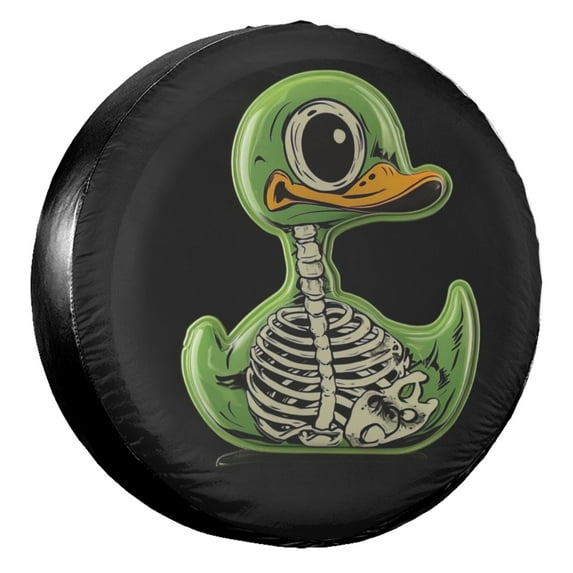 KAKALAD Green Rubber Duck Skeleton 01 Spare Tire Cover Universal Vehicle Accessories Buckle Car Tools 17”in