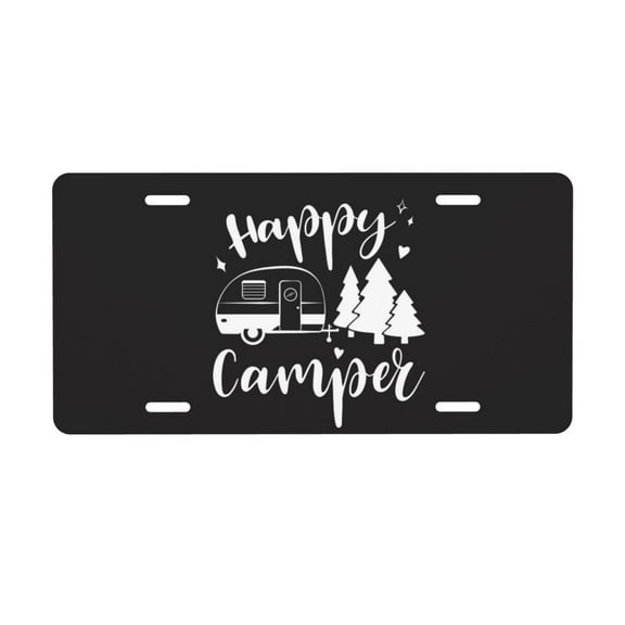 KAKALAD Camper Happy Camping 3 Aluminum Universal Car Vehicles License Plate 6" x 12" (4 Holes)