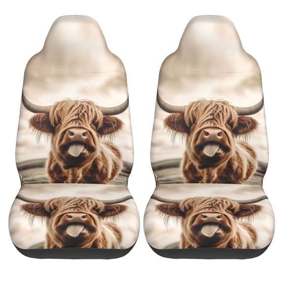 KAKALAD Highland Cow 01 Car Seat Covers Set Vehicle Front Seats Protector 2 Pcs