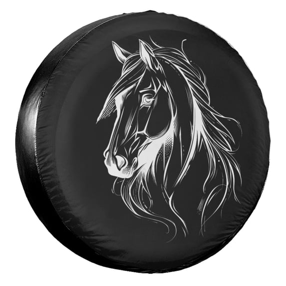 KAKALAD Horse Head 01 Spare Tire Cover Universal Vehicle Accessories Buckle Car Tools 14”in