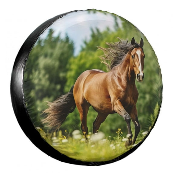 KAKALAD Horse Runs Gallop On Flower 03 Spare Tire Cover Weatherproof Universal Vehicle Accessories 14 Inch