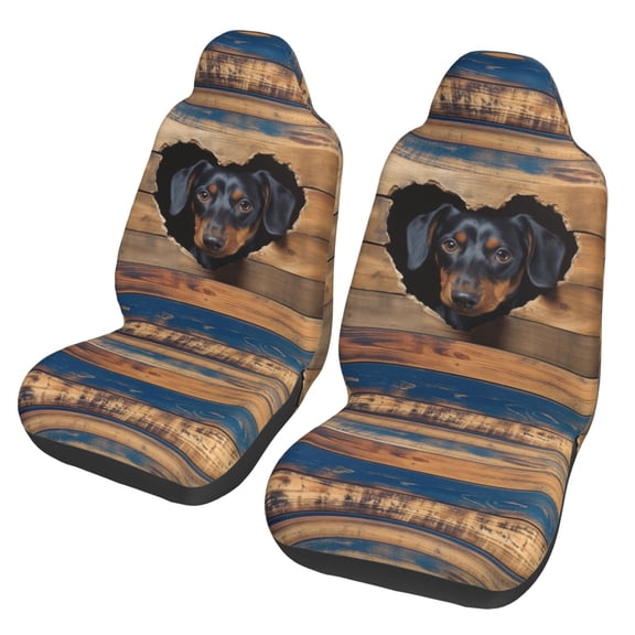 KAKALAD Housing Mart Dachshund Dog Pattern 03 Car Accessories Seat Covers Set Vehicle Seat Covers Universal Front Seats Protector 2 Pcs