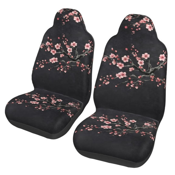 KAKALAD Japanese Cherry Blossom Tree Car Accessories Seat Covers Set Vehicle Seat Covers Universal Front Seats Protector 2 Pcs