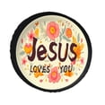 thumbnail image 1 of KAKALAD Jesus Loves You Christian Monogram 01 Spare Tire Cover PVC Leather Wheel Protectors Weatherproof Universal Dust-Proof for Trailer Rv SUV Truck Camper Travel Trailer Accessories 17 ” Inch, 1 of 4