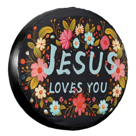 KAKALAD Jesus Loves You Christian Monogram 03 Spare Tire Cover Weatherproof Universal Accessories 14 Inch