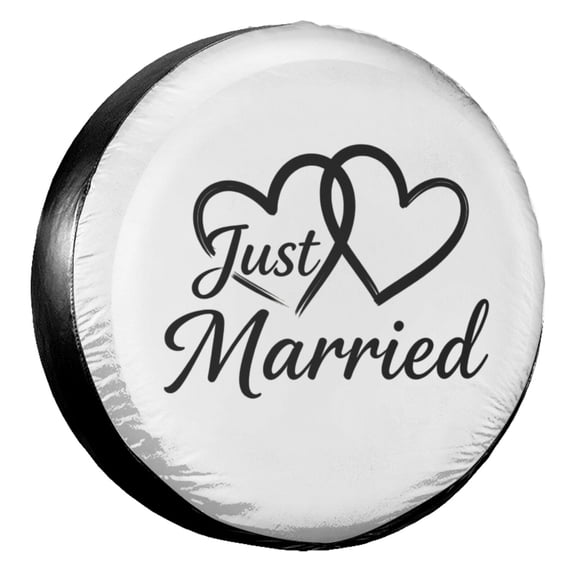KAKALAD Just Married 03 Spare Tire Cover Universal Vehicle Accessories Buckle Car Tools 16”in