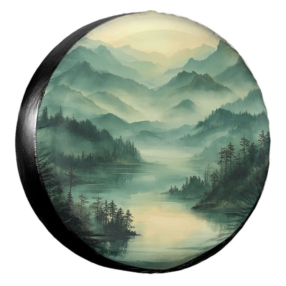 KAKALAD Landscape Mountains Spare Tire Cover Universal Vehicle Accessories Buckle Car Tools 15”in