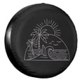 thumbnail image 1 of KAKALAD Line Beach Palm Trees Sun Wave 05 Spare Tire Cover Universal Vehicle Accessories Buckle Car Tools 14”in, 1 of 6