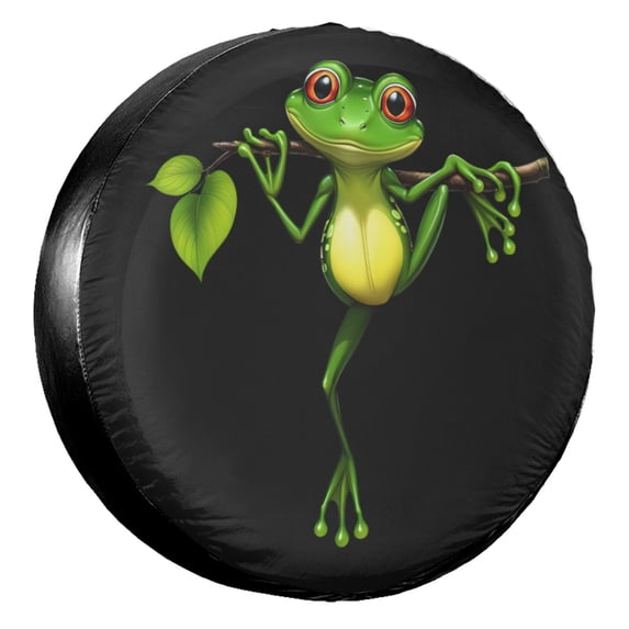 KAKALAD Little Frog On Branch Tree In Rainforest Nature Spare Tire Cover Universal Vehicle Accessories Buckle Car Tools 14”in