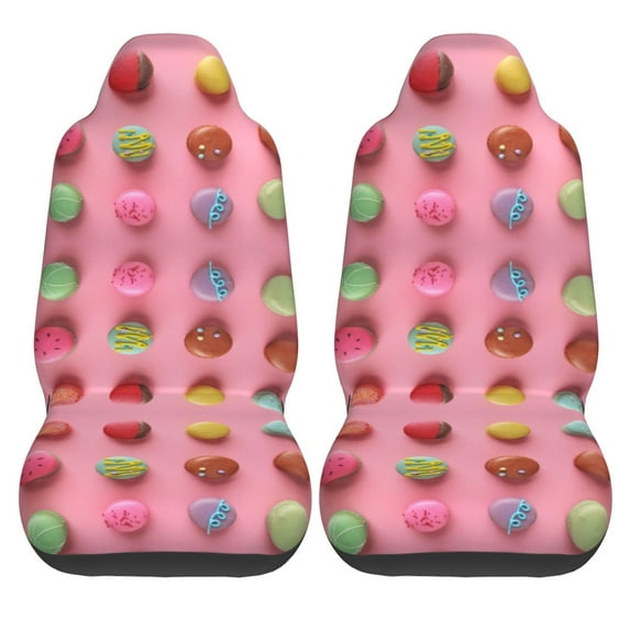 KAKALAD Lovely delicious macarone Car Seat Covers Set Vehicle Front Seats Protector 2 Pcs