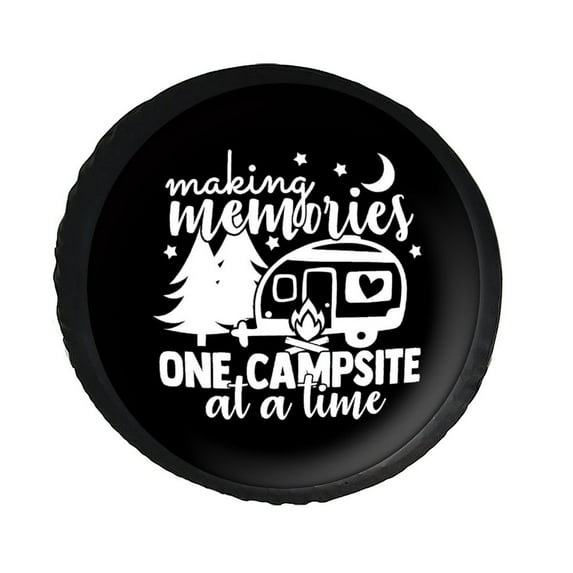 KAKALAD Making Memories One Campsite at A Time Spare Tire Cover PVC Leather Wheel Protectors Weatherproof Universal Dust-Proof for Trailer Rv SUV Truck Camper Travel Trailer Accessories 17 Inch