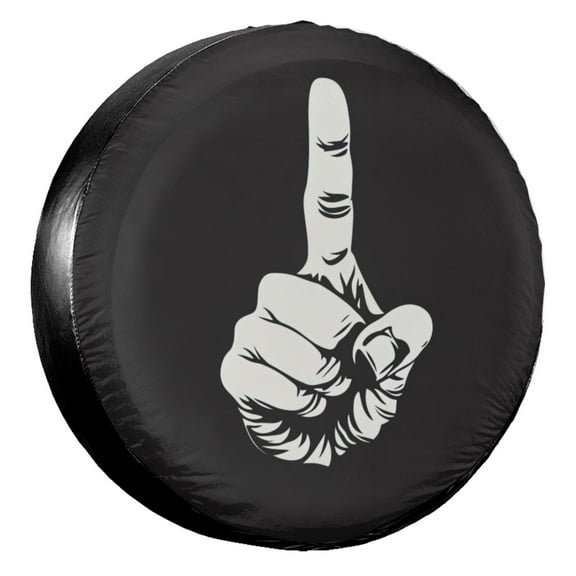 KAKALAD Middle Finger Black Spare Tire Cover Wheel Protectors Weatherproof Universal Vehicle Dust-Proof for Trailer Rv SUV Truck Camper Travel Trailer Accessories 14 ” Inch