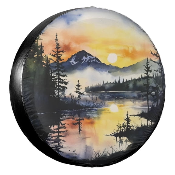KAKALAD Mountain Landscape 01 Spare Tire Cover Universal Vehicle Accessories Buckle Car Tools 15”in