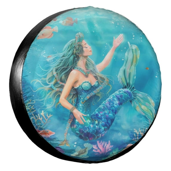 KAKALAD Ocean Mermaid Sea 02 Spare Tire Cover Universal Vehicle Accessories Buckle Car Tools 17”in