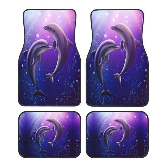 KAKALAD Ocean Sea Dolphin Car Floor Mats 4PC Set Carpet Protection, Universal Fit for Car SUV VA & Truck, Vehicle Front & Rear