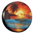 thumbnail image 1 of KAKALAD Ocean Sunrise Tropical Palm Tree Island Hawaiian Sunset Sea Waves Summer 01 Spare Tire Cover Universal Vehicle Accessories Buckle Car Tools 14”in, 1 of 6
