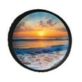 thumbnail image 1 of KAKALAD Ocean Waves Beach Sand Seaside Sunrise 01 Spare Tire Cover PVC Leather Universal Vehicle Accessories Buckle Car Tools 16”in, 1 of 4