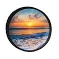 thumbnail image 1 of KAKALAD Ocean Waves Beach Sand Seaside Sunrise 01 Spare Tire Cover PVC Leather Universal Vehicle Accessories Buckle Car Tools 14”in, 1 of 4