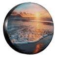 thumbnail image 1 of KAKALAD Ocean Waves Beach Sand Seaside Sunset 03 Spare Tire Cover Universal Vehicle Accessories Buckle Car Tools 14”in, 1 of 6