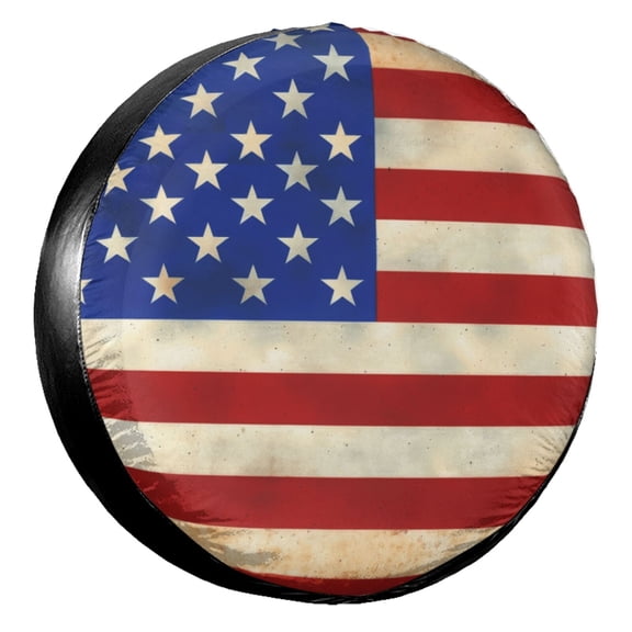 KAKALAD Original American Flag Usa Patriotic 01 Spare Tire Cover Universal Vehicle Accessories Buckle Car Tools 14”in