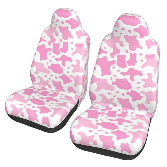 KAKALAD Pink cow print Universal Car Seat Covers Set Vehicle Front Seats Protector 2 Pcs