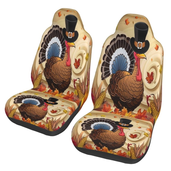 KAKALAD Pumpkin Thanksgiving Turkey Fall 05 Car Accessories Seat Covers Set Vehicle Seat Covers Universal Front Seats Protector 2 Pcs