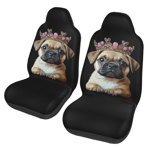 KAKALAD Puppy Princess Crown 1 Car Accessories Seat Covers Set Vehicle Seat Covers Universal Front Seats Protector 2 Pcs