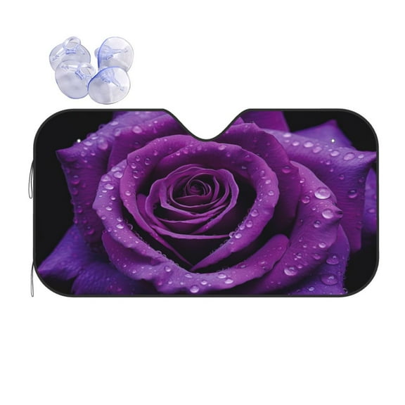 KAKALAD Purple Rose 01 Folding Aluminum Windshield Car Sun Shades 51"x 27.5"