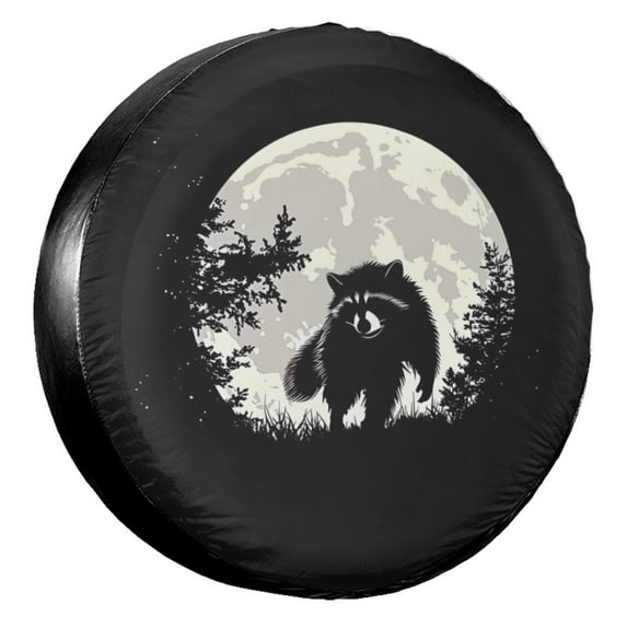 KAKALAD Raccoon Moon Spare Tire Cover Universal Car Vehicle Tools For Rv SUV Truck Camper Travel Trailer Accessories Buckle 16” Inch